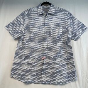 Ted Baker Short Sleeve Button Down Dress Shirt Blue White Men’s Size 4 Dry Clean